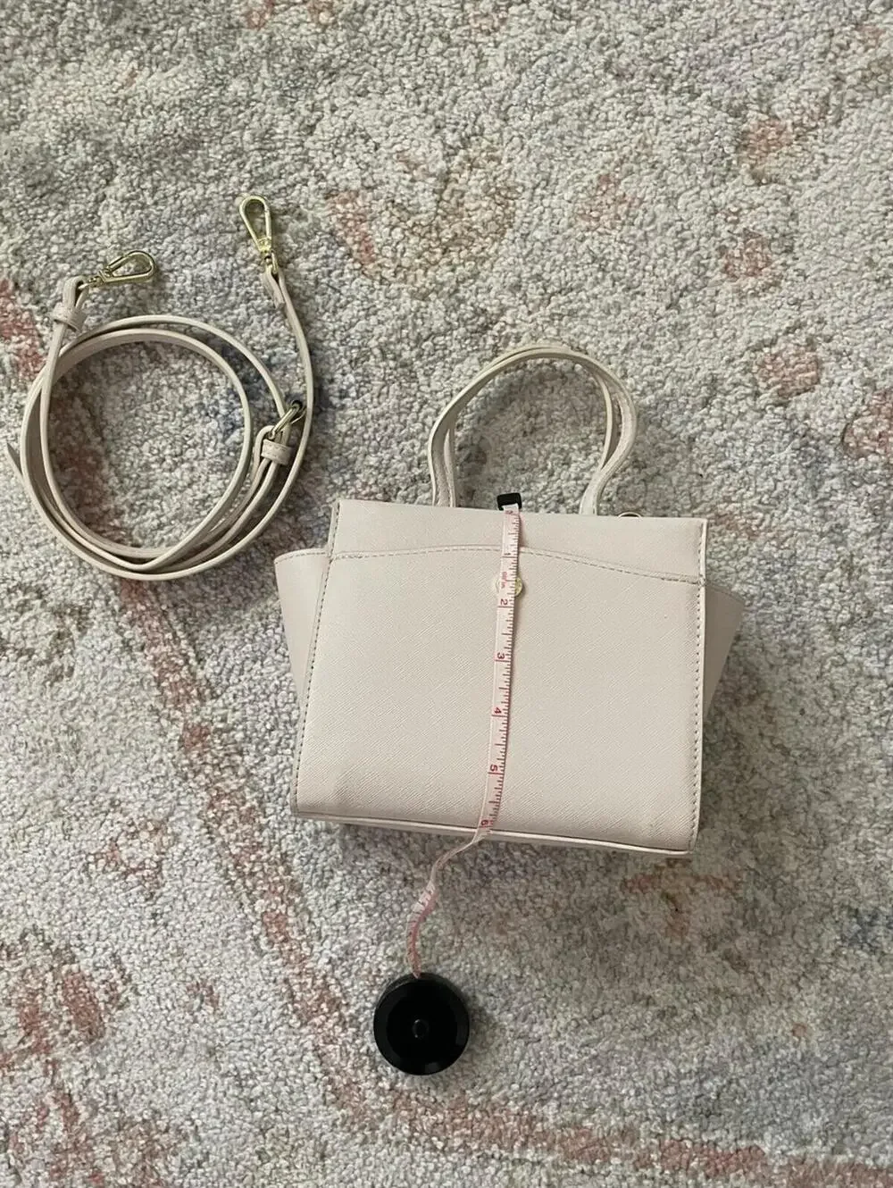 Steve Madden Mini Tote Handbag in Cream with Crossbody Strap
